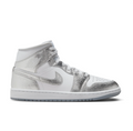 Air Jordan 1 Mid Sneakers "White/Metallic Silver"