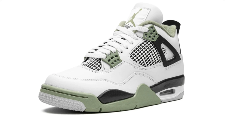 Air Jordan 4 Retro Sneakers "White/Oil Green/Black"