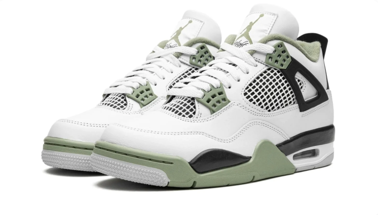 Air Jordan 4 Retro Sneakers "White/Oil Green/Black"
