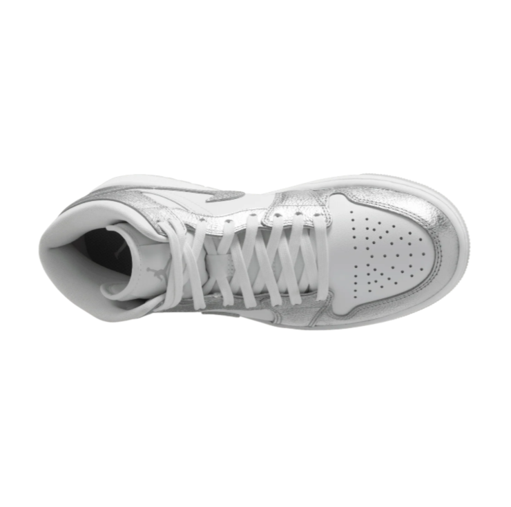 Air Jordan 1 Mid Sneakers "White/Metallic Silver"