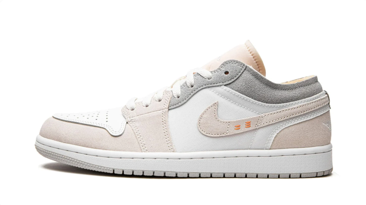 Air Jordan 1 Sneakers "White, Cream & Grey with Orange Accents"