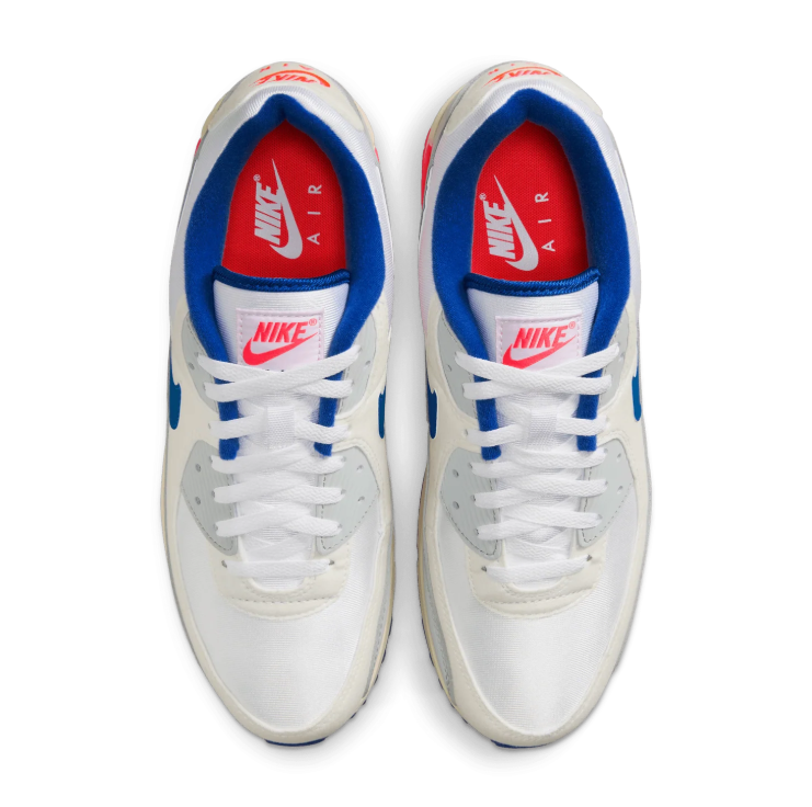 Nike Air Max 90 Sneakers - White/Hyper Blue/Solar Red