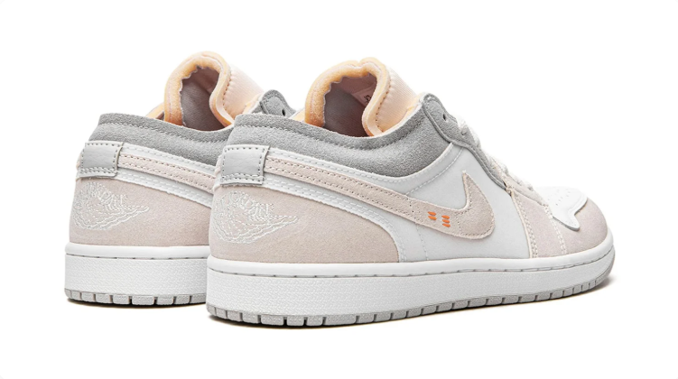 Air Jordan 1 Sneakers "White, Cream & Grey with Orange Accents"