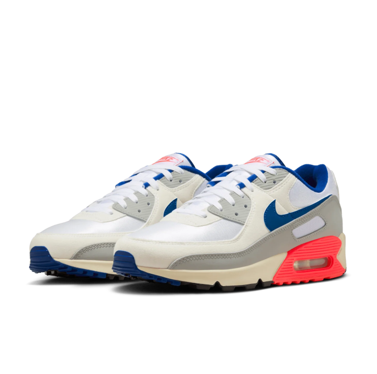 Nike Air Max 90 Sneakers - White/Hyper Blue/Solar Red