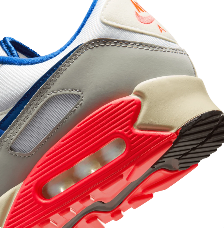 Nike Air Max 90 Sneakers - White/Hyper Blue/Solar Red
